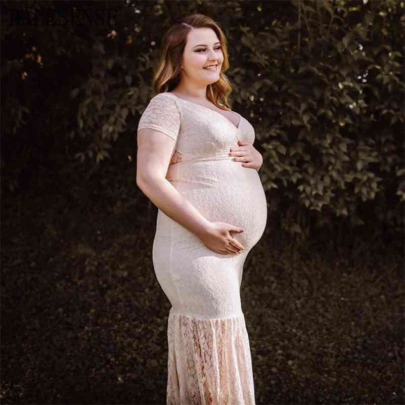 

Maternity Gown Lace Maxi Dresses Women Clothes Pography Pregnancy for Po Shoot Sexy Pregnant 210721, Black