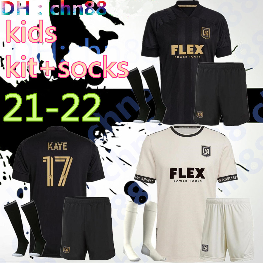 

kids kits + socks 20 21 Los Angeles FC Soccer Jerseys LAFC ROSSI VELA 2021 2022 Home & away Football kit BLESSING DIOMANDE Short Sleeve, Black