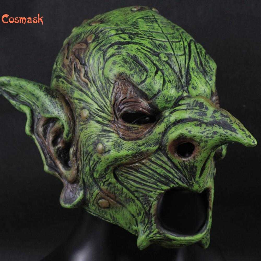 

Cosmask Halloween Green Spirit Old Man Horror Latex Mask Halloween Costume Dance Party Scary Mask Q0806