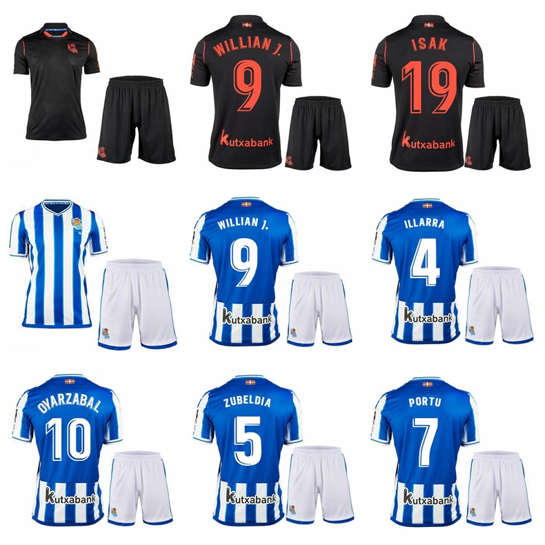 

20-21 Real Sociedad 10 Mikel Oyarzabal Jersey 2020 Soccer Set 9 Willian Jose 11 Adnan Januzaj Martin Odegaard Football Shirt Kits, Black