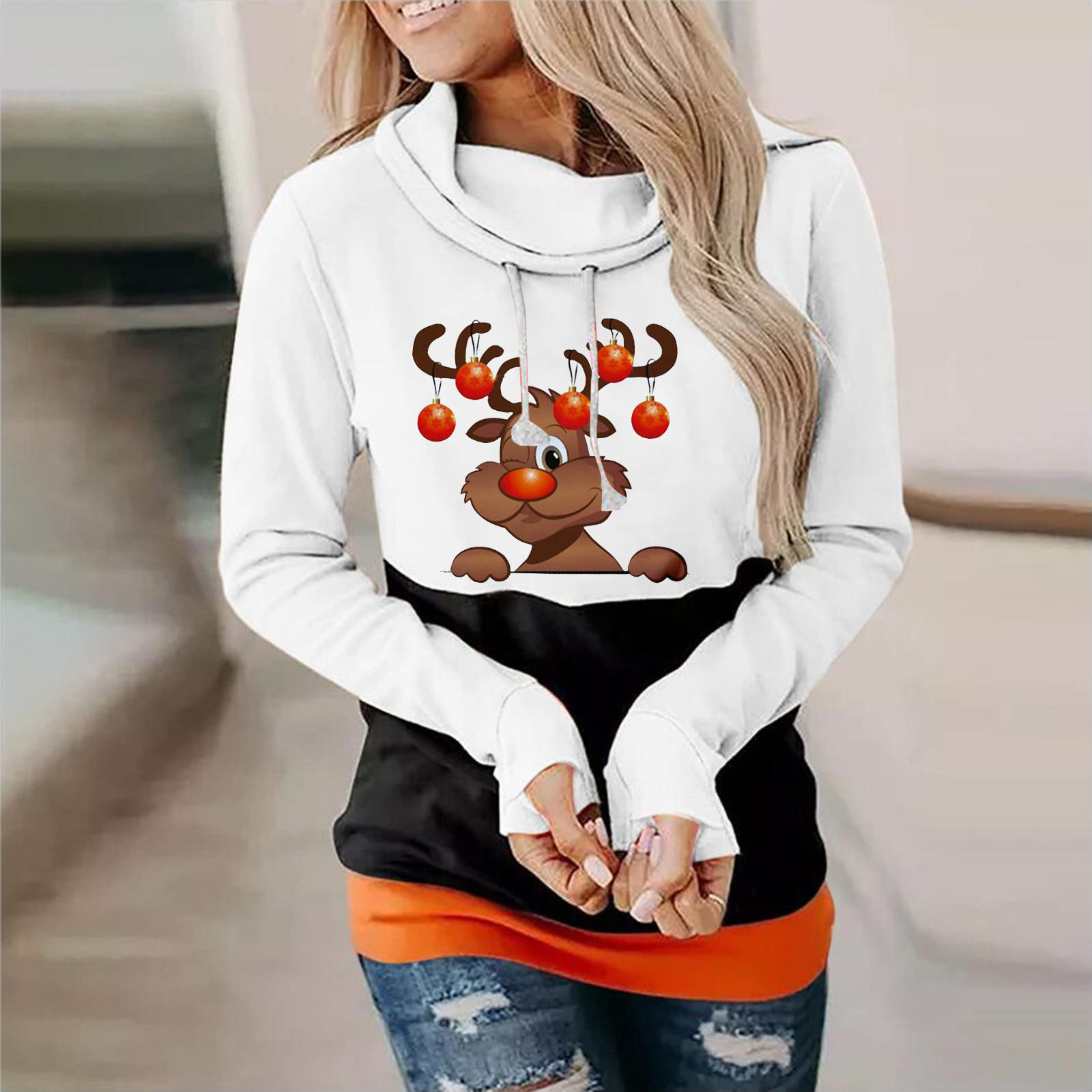 

Christmas Print Women' Hoodie Ladies Comfortable Loose Party Holiday Show Long Sleeve, Picture2