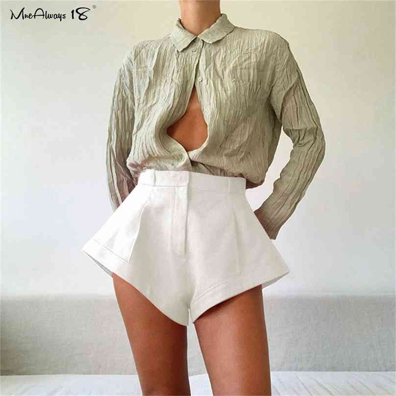 

Mnealways18 Pink Mini Shorts Sexy High Waisted Summer Women' Chic Casual Female Wide Leg Streetwear 210719, Black