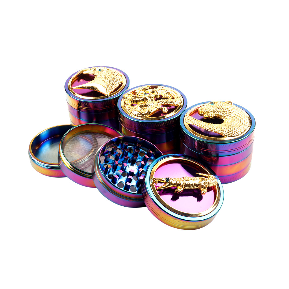 

Smoking Accessories Large Size Dazzle Colour 80 Mm Diameter 4 Layer Zinc Alloy Plastic Animal Motifs Herb Grinder Tobacco Crusher