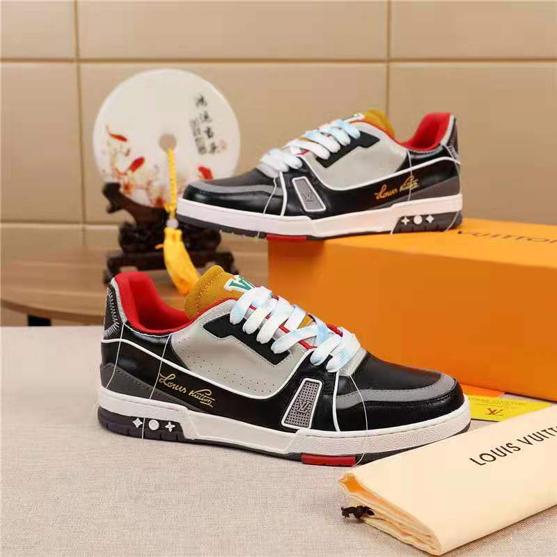 

LVLOUISVITTONVUTTON luxury designer brand men's shoes classic high-top fashion sports sneakers #2346, Black