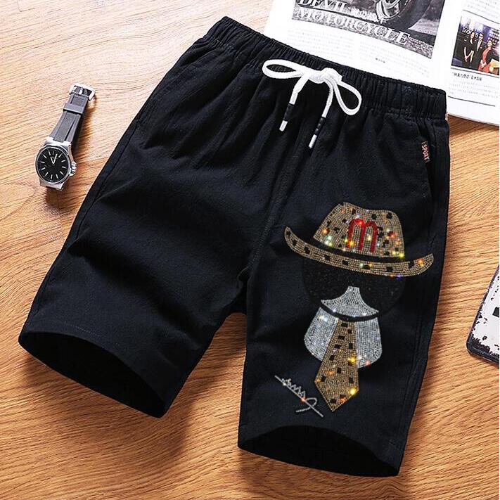 

Men's linen shorts Rhinestone Casual 2021 Brand Sportswear short, Purple