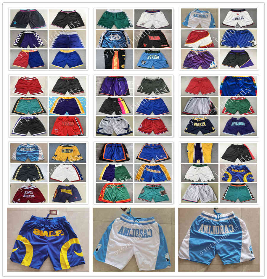 

Fast delivery Team Basketball Short Just Don Sport Shorts Hip Pop Pant With Pocket Zipper Sweatpants Blue White Black Red Pink Mens