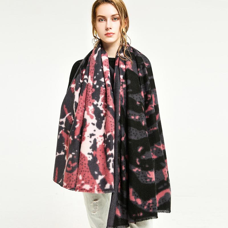 

Hats, Scarves & Gloves Sets 2021 Women's Autumn And Winter Students Style Imitation Cashmere Double Fight Zebra European American Warm Scarf