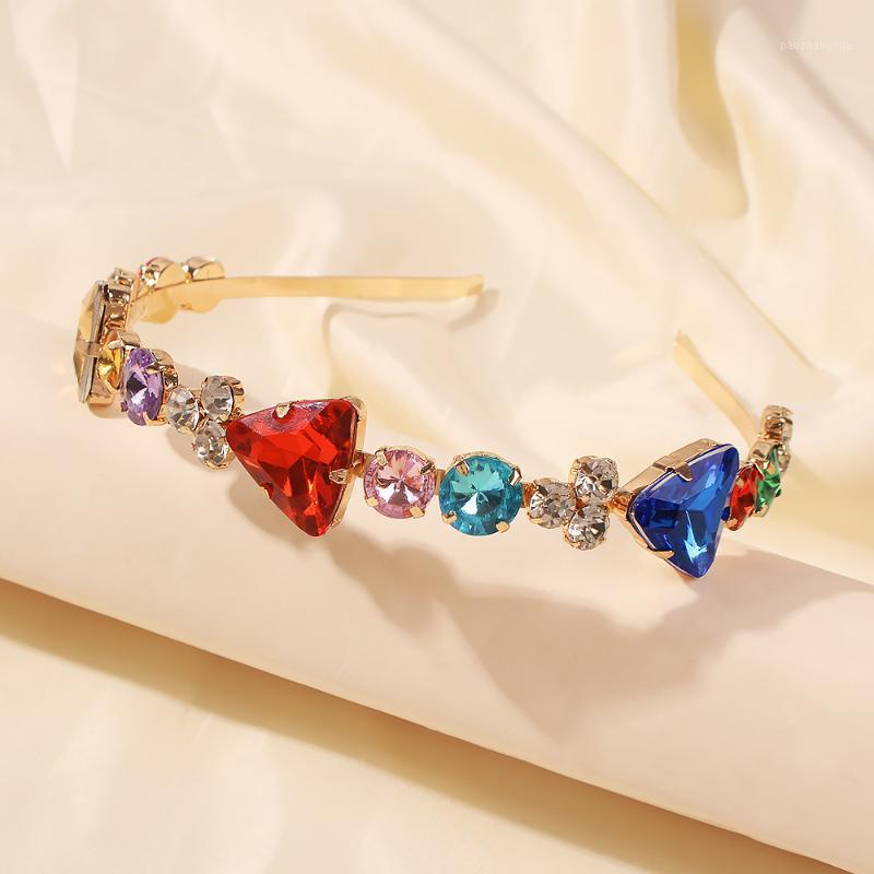 

Baroque Colorful Rhinestone Headband For Women Gold Color Alloy Luxury Hair Accessories Fashion Wedding Hairband Jewelry Clips & Barrettes, Golden;silver