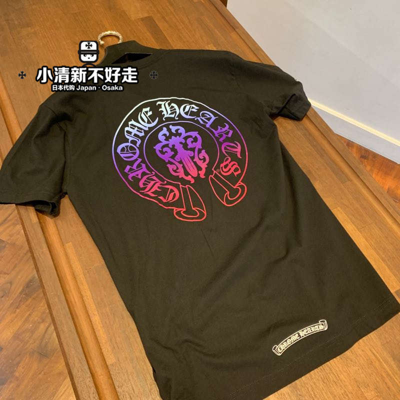 

Dazzling Hearts Croxin Japanese Classic Chrome Horseshoe Color Sword Gradient Short Sleeve T-shirtoutlet, White;black