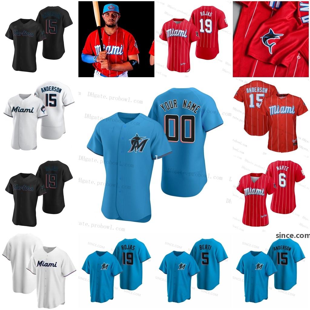 

Marlins Sugar Kings 2021 City Connect 19 Miguel Rojas Jersey Brian Anderson Jesus Aguilar Sandy Alcantara Jazz Chisholm Jr. Lewis Brinson, Blue;black