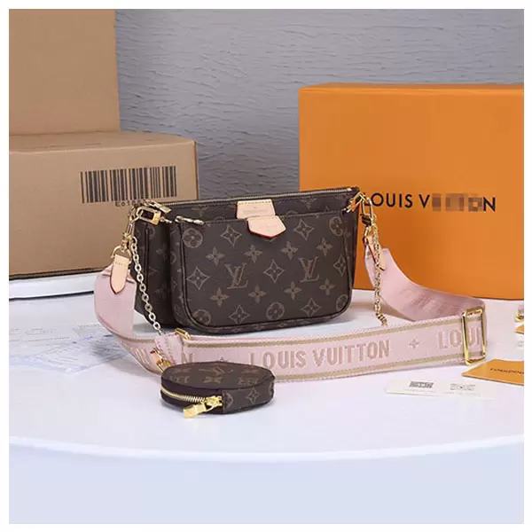 

Favorite Multi Pochette Accessories Handbag Genuine Leather Shoulder Crossbody Bag 3 PcspurseLVLOUISVITTONYSLVutton, Red;black