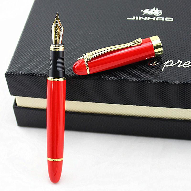 

Deluxe Steel Jinhao 450 Red Gold Trim Medium Nib Smooth Fountain Pen Gift Pens