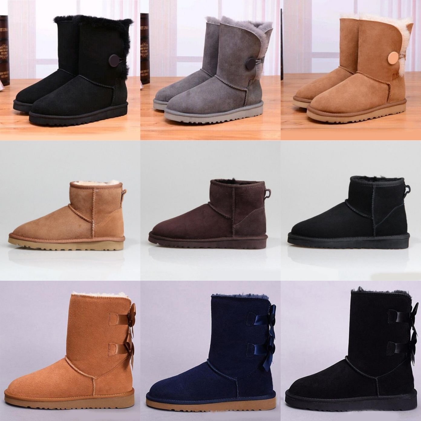 

2022 Women Winter Snow Boots Fashion minimalism Australia decorate Classic Short design bootss Ankle Knee Bow girl MINI Bailey Boot SIZE US5 -US10, Not sold separately