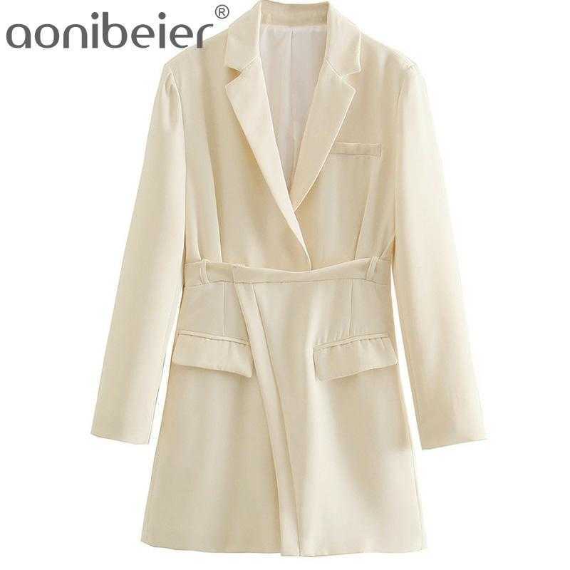 

Temperament Women Blazer Dress Side Zipper Notched Collar Long Sleeve High Waist Office Ladys Mini Pencil Spring 210604, As shown