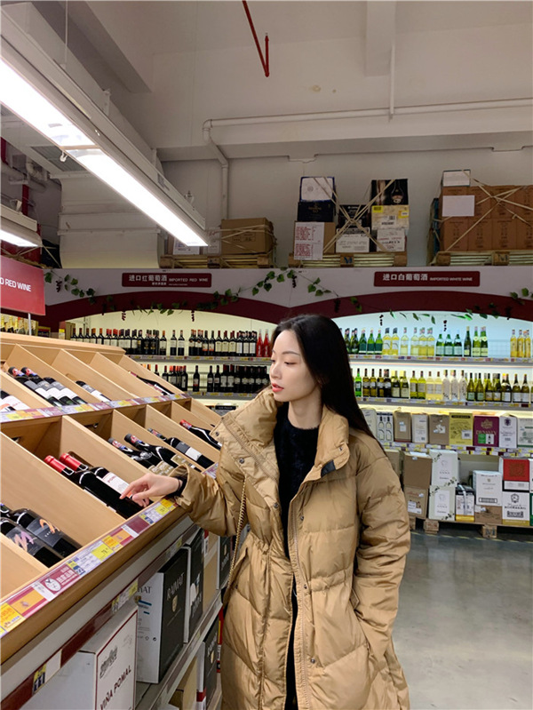 

Winter ladies waist - tucked temperament white duck down jacket warm fashion zipper stand collar, Photo color