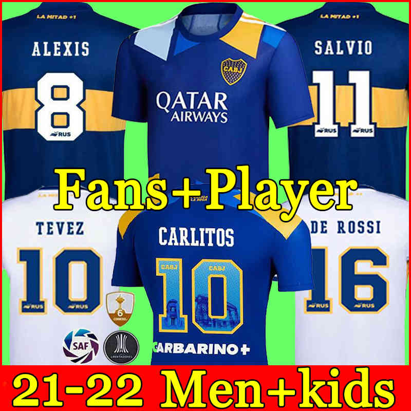 

21 Fans Player version 22 Boca Juniors soccer jersey CARLITOS MARADONA TEVEZ DE ROSSI 2021third home away 3rd 4th thailand football shirt, White;black