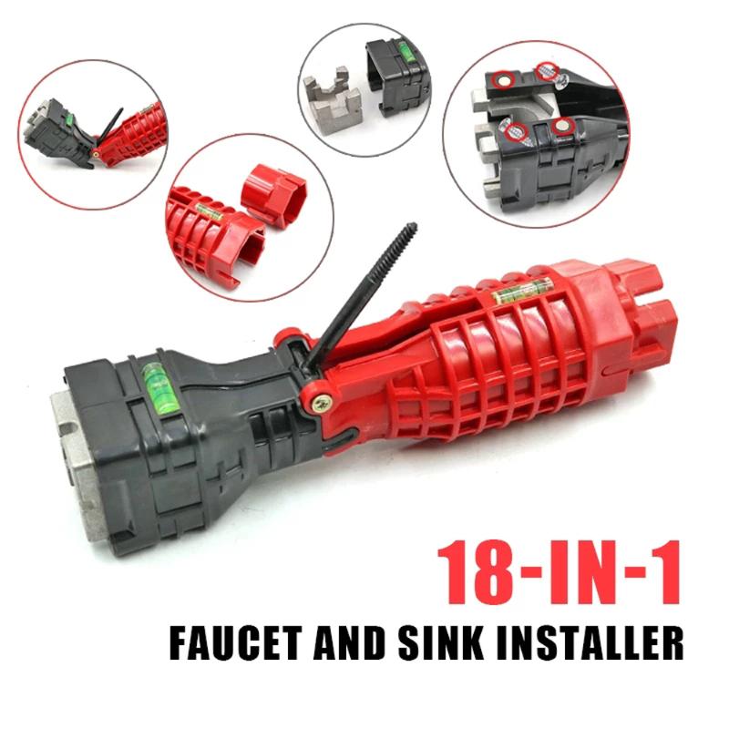 

Professional Hand Tool Sets 18 In 1 Sink Installer Wrench Multifunctional Double End Faucet Socket Repair Plumbing Set For Kitchen Bathroom
