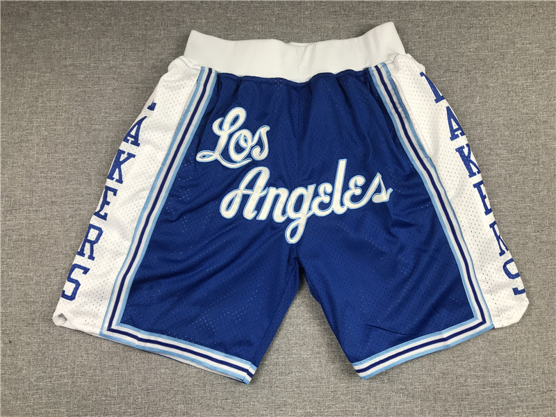 

Los Angeles Lakers MEN JUST DON Male 1960s Swingman Blue pocket basketball Shorts, Black