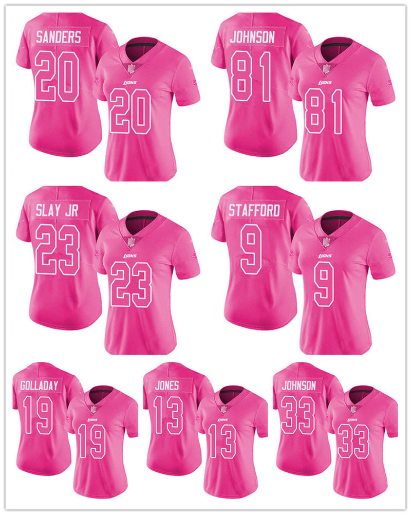 

Detroit''Lions''WOMEN Matthew Stafford Barry Sanders Limited Jersey Football Pink Rush Fashion