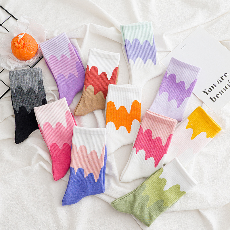 

Women Happy Cotton Patchwork Streetwear Socks Colorful Cute Soft Autumn Winter Fashion Harajuku Girl Crew Socks 2021 New, Style 10