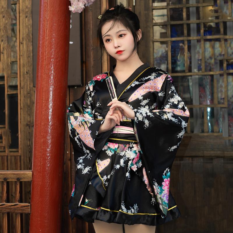 

Ethnic Clothing 5 Colors Women Japanese Geisha Cosplay Kimono Yukata Retro Party Dress Chinese Style Peacock Printed Hanfu Robes Vintage Dre