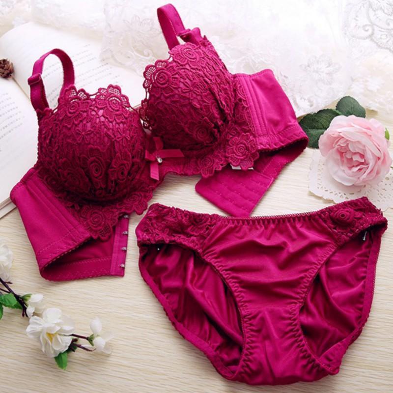 

Bras Sets Women Embroidery Cotton Push Up Bra Set Sexy Lingerie Underwear Bralet, White