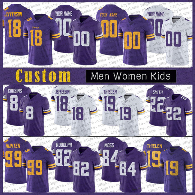 

33 Dalvin Cook 18 Justin Jefferson Men Women Kids Custom Football Jersey 7 Patrick Peterson 19 Adam Thielen 84 Randy Moss 8 Kirk Cousins Minnesota Vikings Ham, My store(lzyhome)