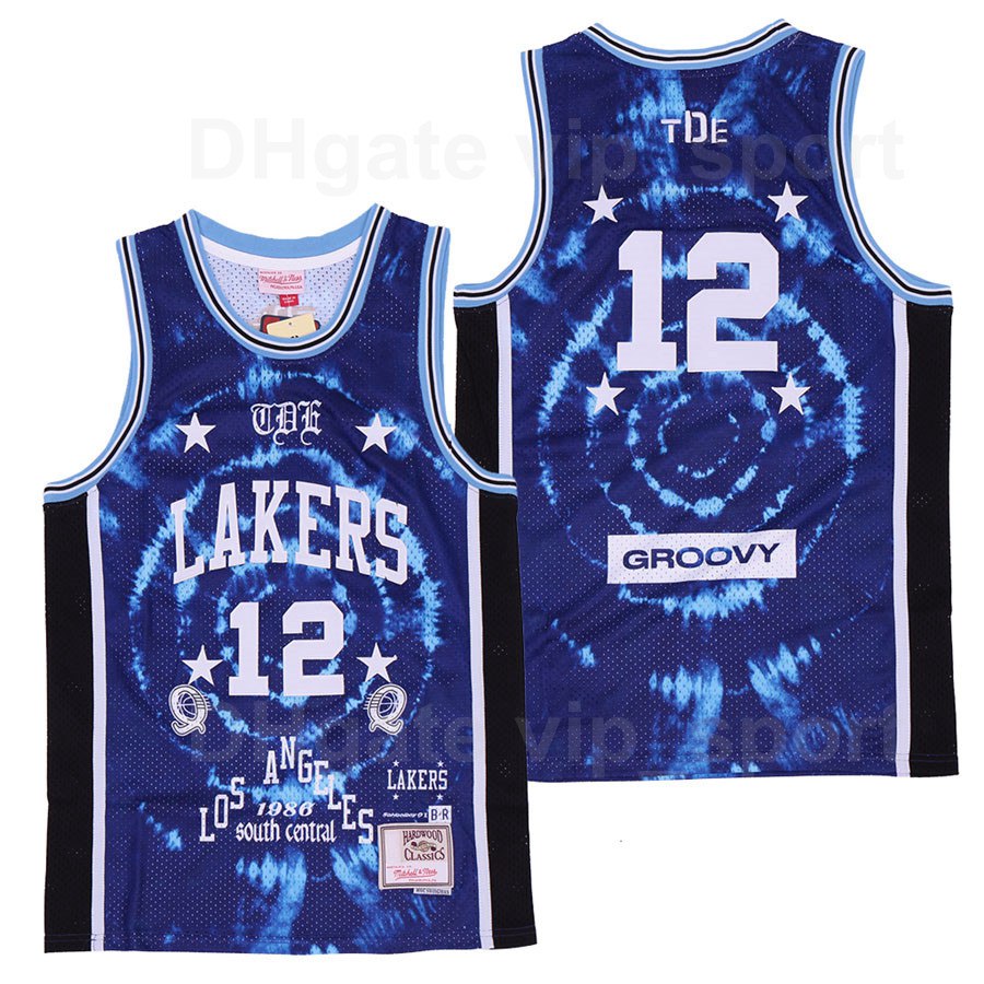 

Men BR Remix Schoolboy Q X #12 Groovy Basketball Jersey Los Angeles Bleacher Report Limited Edition Breathable Team Color Blue Sport Top Quality, 6 white