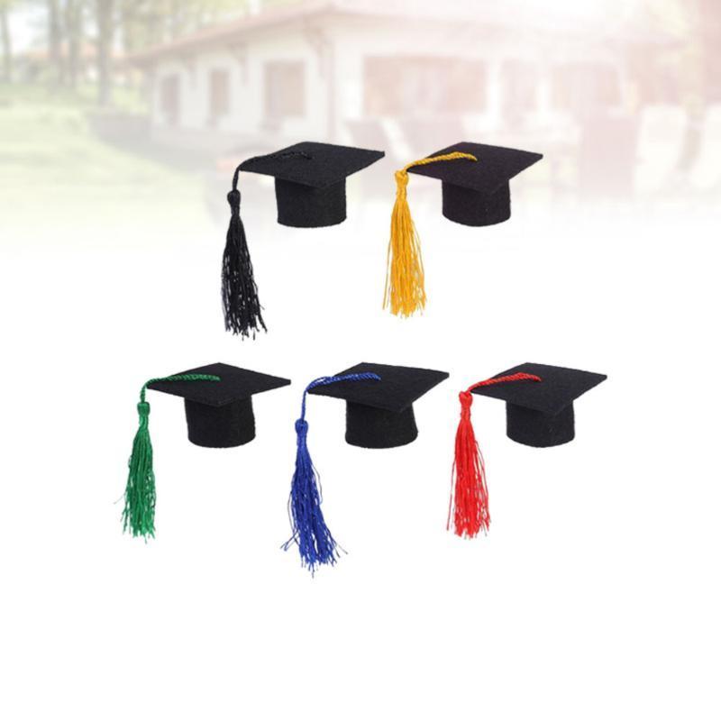 

Gift Wrap 5 Pcs Mini Graduation Cap Bottle Decorative Tassel Fancy Dr Graduated Bachelor Hat For Decoration (Red/Blac
