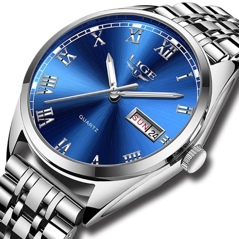 

Wristwatches Quartz Watch For Men Stainless Steel Luxury Analogue Wrist Watches Week Display Date Men's Wristwatch Waterproof Male Clock XFC, Slivery;brown