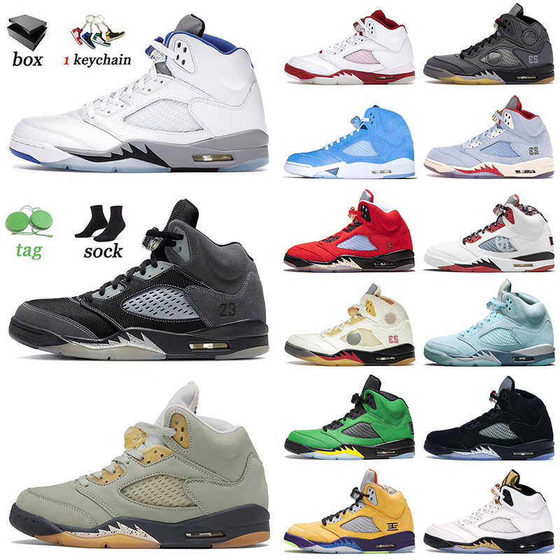

Wholesale 2021 Top Jumpman 5 5s V Air Jorden Basketball Shoes Stealth Anthracite Oreo Bluebird Unc Jordan Retro Raging Bull Sneakers Trainers Size 13, D32 laney blue 36-47