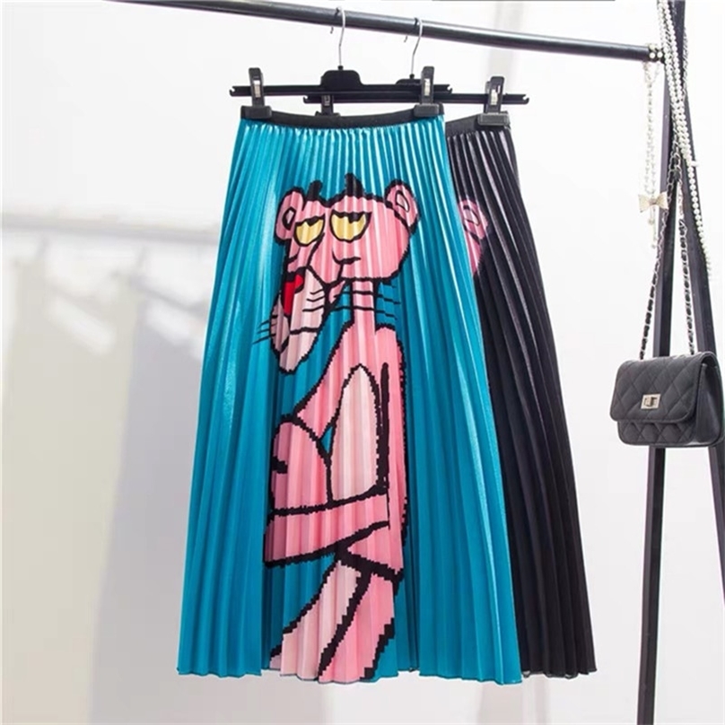 

Summer Autumn Women Skirts Cartoon Printing Midi Pleated Skirt High Elasticity Jupe Tutu Femme A-Line Plus Size 210629, Style6