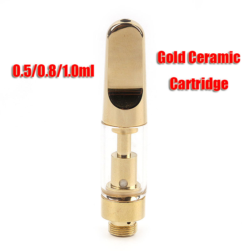 

Full Gold Vape Cartridges Atomizer 0.5/0.8/1.0ml Ceramic Coil Thick Oil Glass Tank Empty Vaporizer Carts For 510 Thread Battery Pen