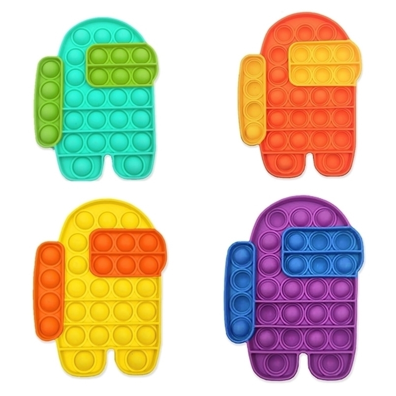 

35PCS/DHL Sensory push pop fidget bubble toys cartoon robot rainbow color squeeze puzzle finger fun game teether stress relief vent bubbles ball gifts Tiktok G3972WS