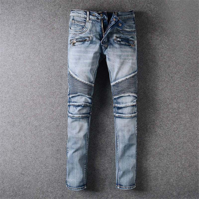 

2021 New Arrivals Balmian Mens Luxury Designer Denim Jeans Holes Trousers Biker Pants Men's Clothing #957