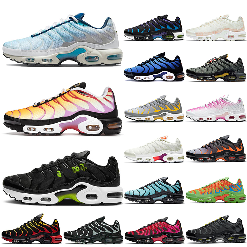 

2021 Wholesale Tn Plus Mens Women SIZE US 12 Running Shoes Sherbert Black White Bleached Aqua Hyper Blue Oreo Off Worldwide Tuned Outdoor Trainers Sneakers, #b44 triple black 36-46