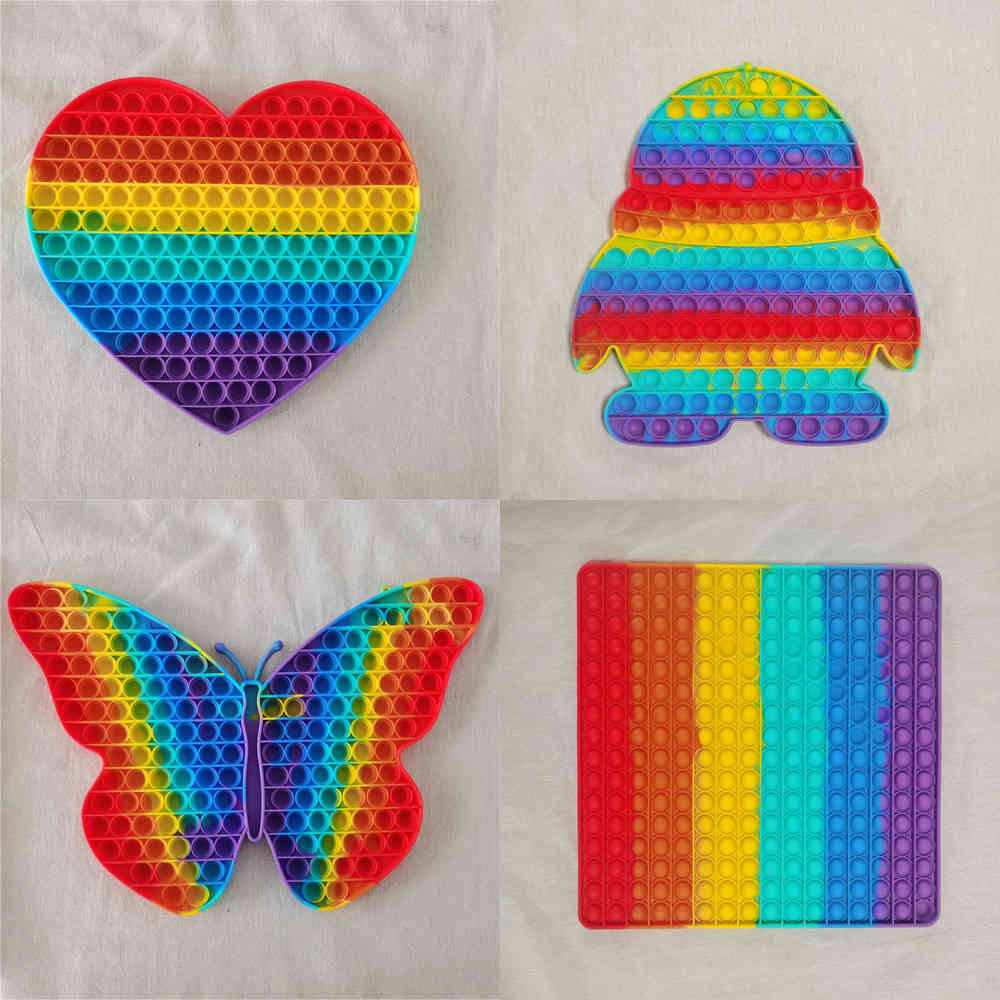 

Children's Super Large Giant Bubbles Popper Board Fidget Sensory Push Pop Bubble Jumbo Mega Rainbow Finger Puzzle Desktop Game Big Size Square Love G69RBU9