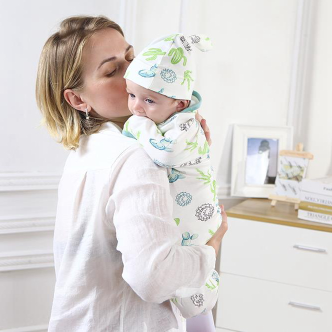 

2 Pcs/Set Newborn Blanket Wrap +Hat Cotton Soft Swaddle Sleeping Bag Baby Bedding Infant Receiving Blankets 8 Designs BT6593