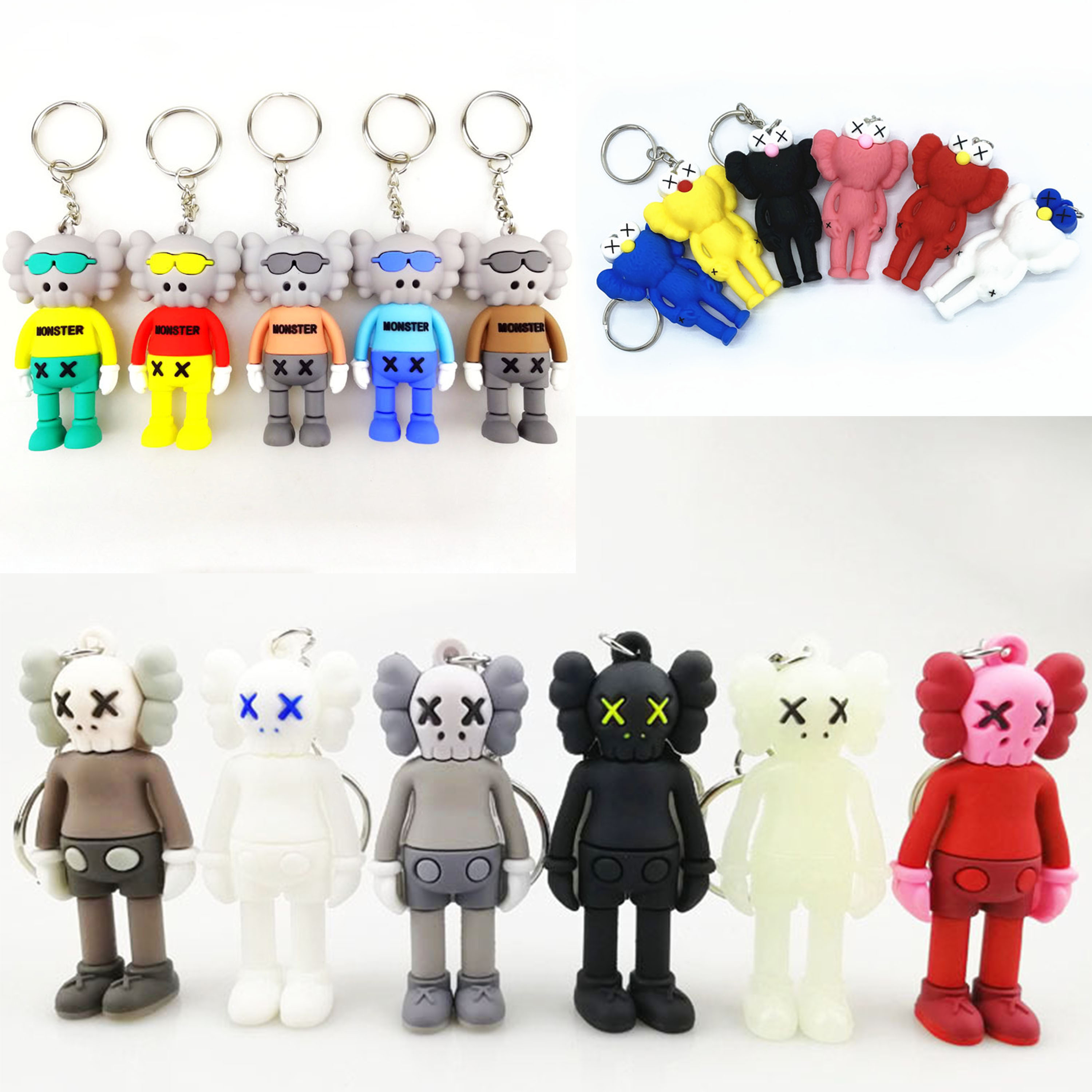 

New Fashion Kaws Doll Designer Keyring Keychain Cartoon Sesame Street Key Chain Accessories PVC Action Figures Toys Bag Charms CarKey buckle Rings