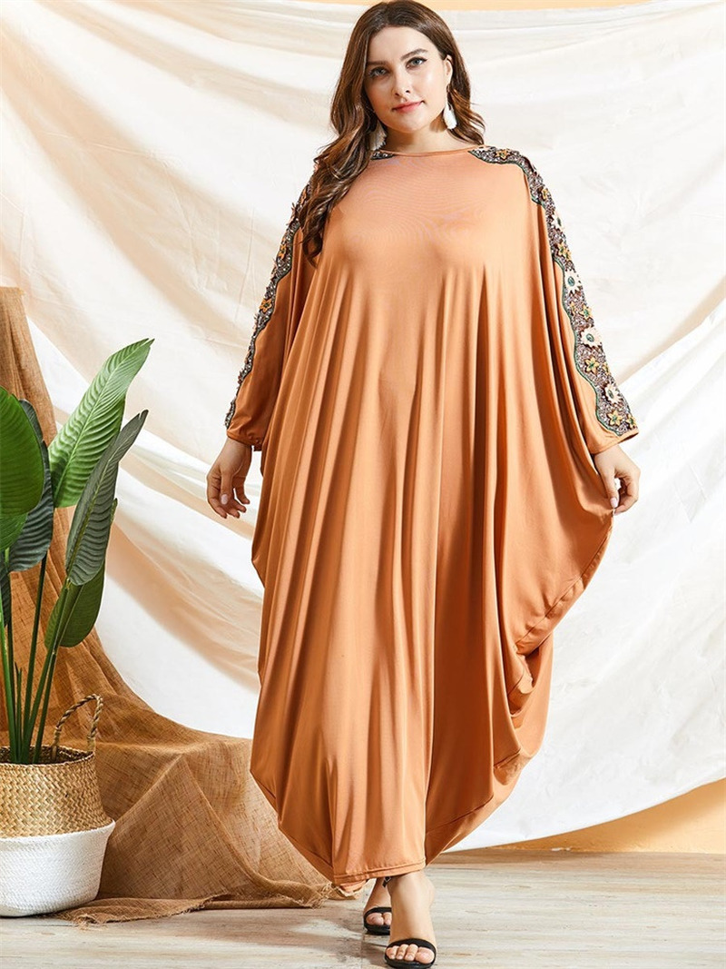 

arabic Oversized Batwing Sleeve Abaya Dress loose Muslim Dubai Turkey Gown Dresses Autumn 2021 Knitted Moroccan Kaftan rob