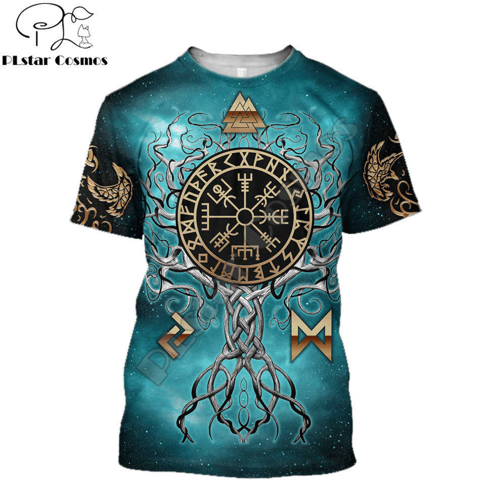 

Summer Men t-shirt Tree Of Life Viking symbol 3D Printed T-Shirt Harajuku Casual short Sleeve Tee shirts Unisex tops QDL020 210629