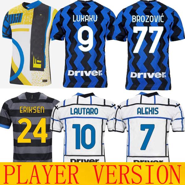 

men20 21 Inter player version LUKAKU LAUTARO ERIKSEN soccer jerseys de Vrij 2021 football shirt Men Kids uniform MILAN Hakimi ALEXIS Barella, Home man 1