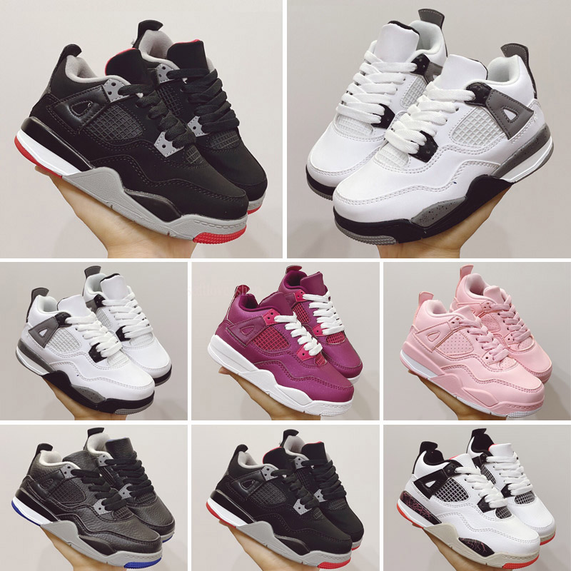 

4s White Sail Union Guava Ice Noir Neon Black Cat 4 Basketball Shoes Metallic Green Trainers Men Women Kid Sport Sneakers, High-quality