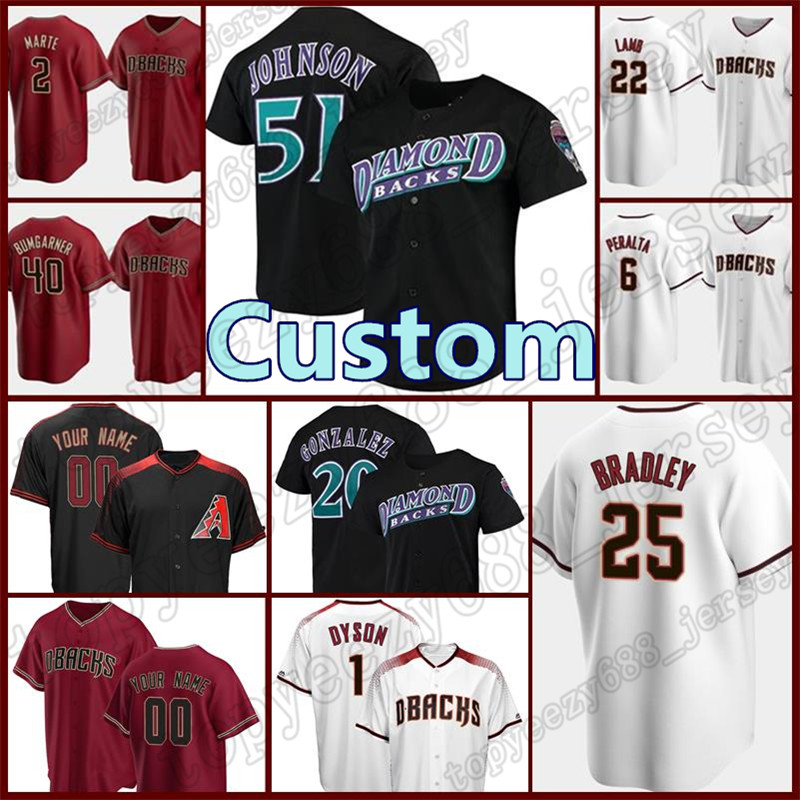 

51 Randy Johnson Jersey Custom Diamondbacks 56 Kole Calhoun Madison Bumgarner Arizona Baseball Ketel Marte Roberto Clemente Jake Lamb, Custom retro(xiangweishe)
