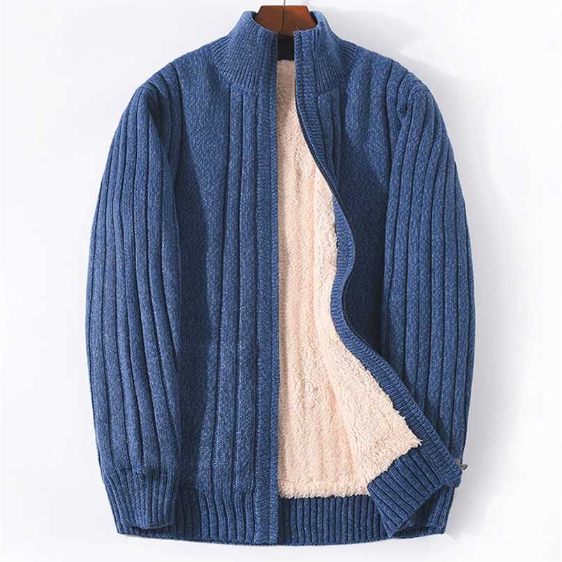 

Plus Size M-6XL 7XL Winter Sweater Male Lamb Cashmere Knitted Black Cotton Polyester Thicken Warm Cardigan Men Clothing 211018, 203-2 light gray