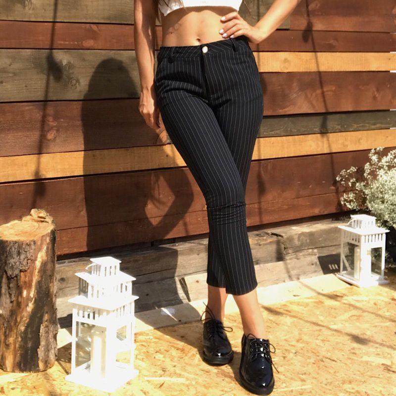 

Women' Pants & Capris Work Striped For Women High Waist Office Lady Trousers, Black