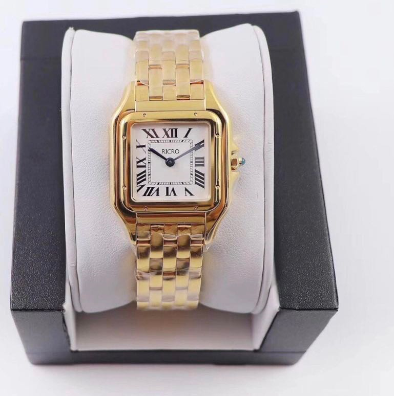

Designer women's watch has small 22x30 large 27x37mm gold and silver optional Swiss quartz movement 316 fine steel, 22x30mm 1