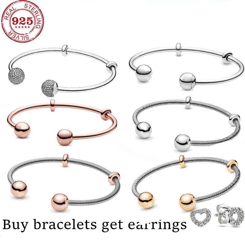 

2021 Real 100% 925 Sterling Silver pan Bracelets Snake Chain Charms Bracelet Fit Original open For Women DIY Jewelry