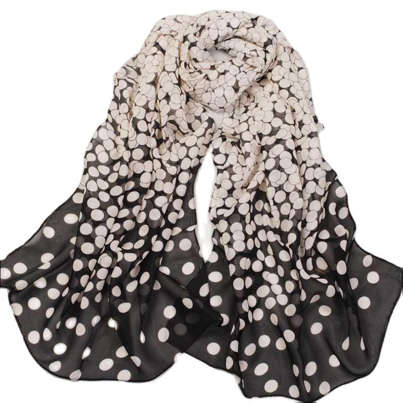 

Scarves Summer Long Chiffon Silk For Woman Ombre Polka Dots Print Wrap Scarfs P5A16238, Blue;gray