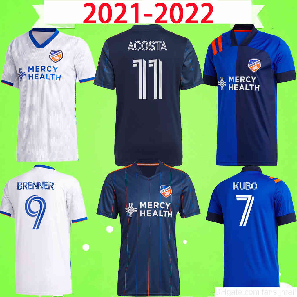 

2021 2022 Cincinnati jersey MLS Soccer Jerseys 21 22 BRENNER KUBO Uniform Mens blue white AMAYA home away ACOSTA A.CRUZ GARZA KIT Football